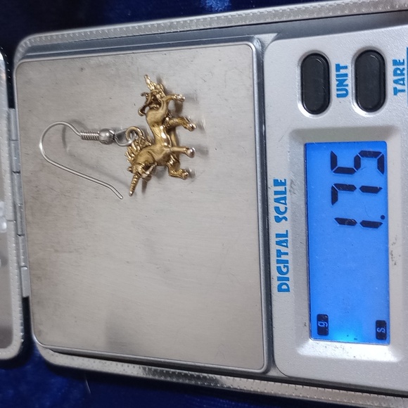 Goldtone Unicorn Dangle Earrings - Picture 7 of 11